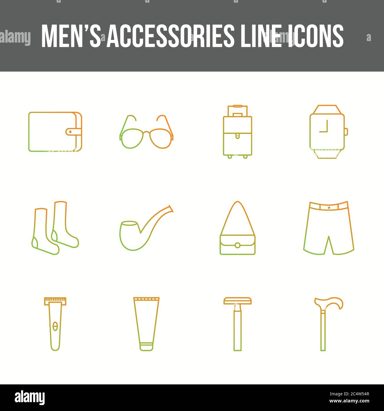 Unique men's accessories vector line icon set Stock Vector Image & Art ...