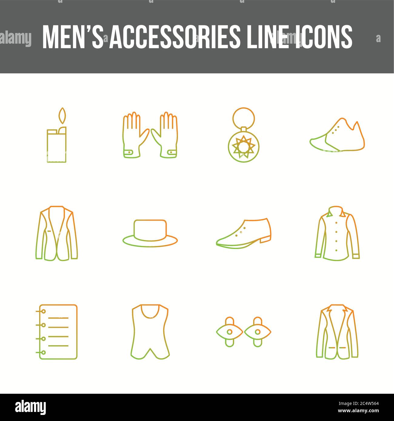 Unique men's accessories vector line icon set Stock Vector