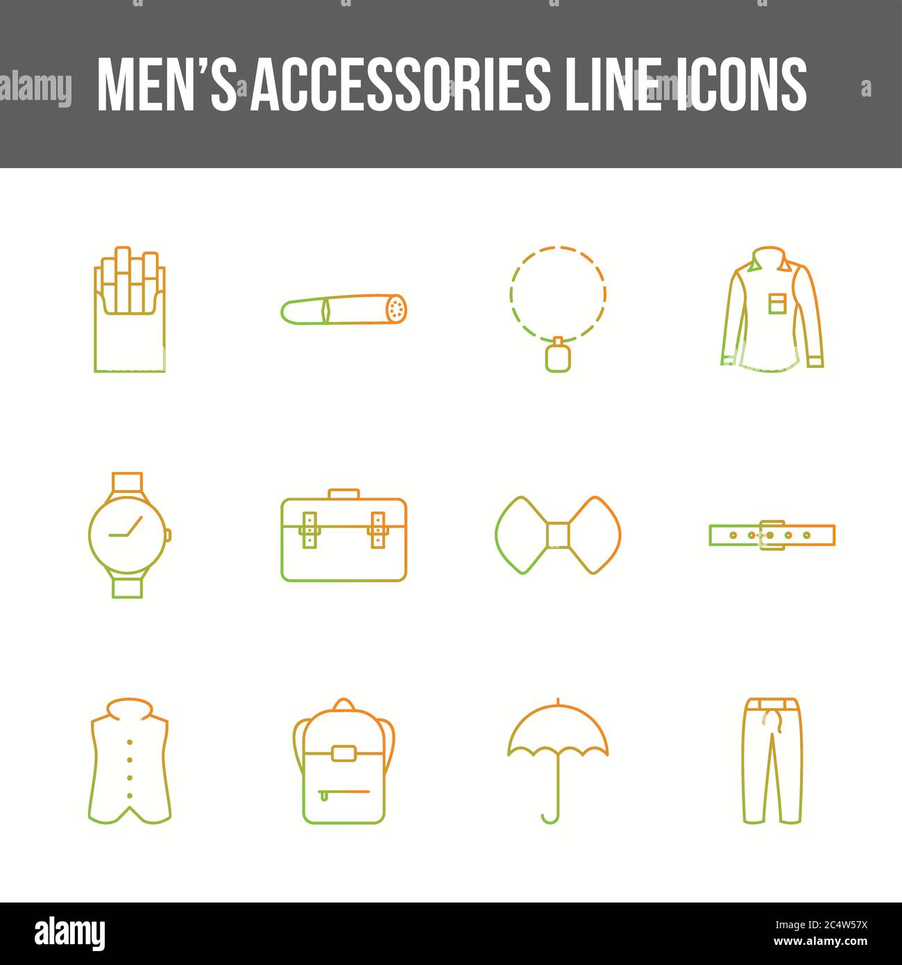 Unique men's accessories vector line icon set Stock Vector
