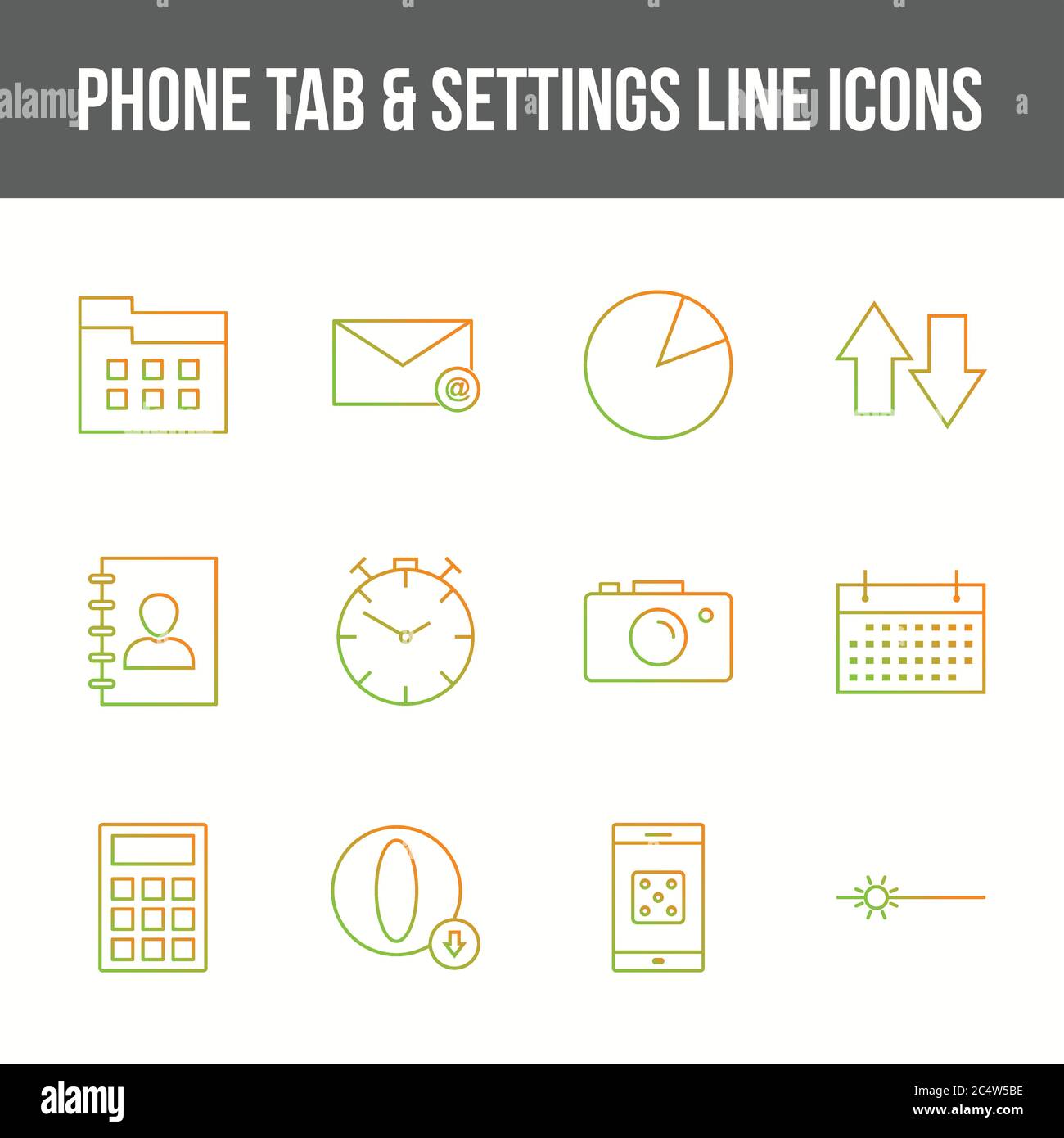 Unique phone tab & settings vector line icon set Stock Vector Image ...