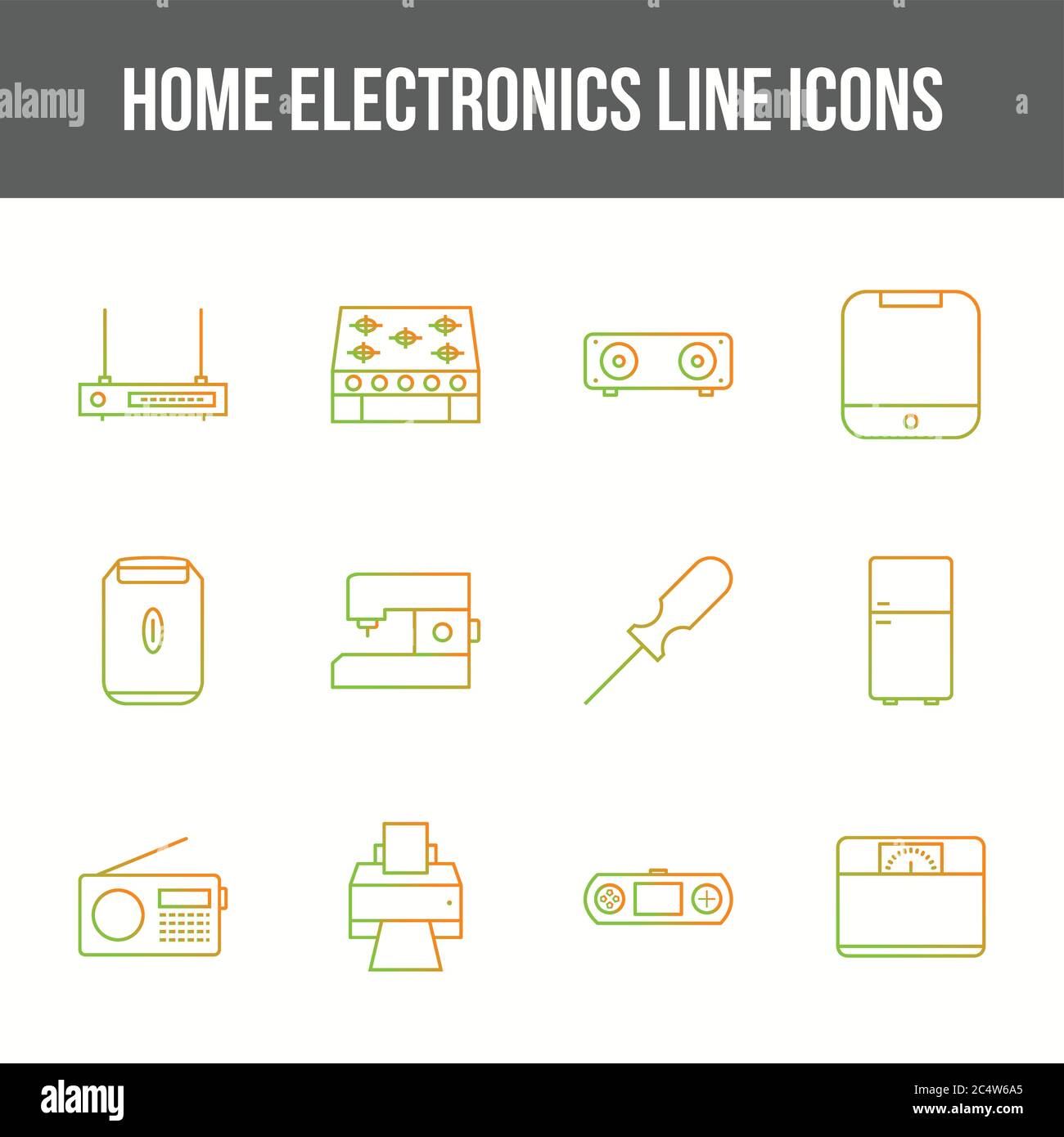 Unique home electronics vector line icon set Stock Vector Image & Art ...