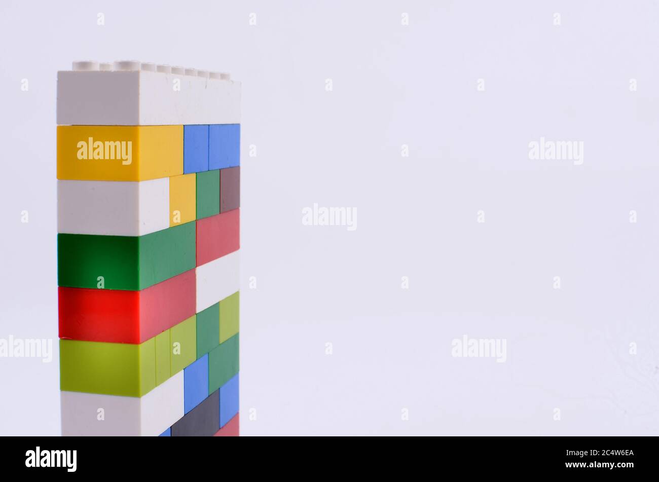 Toy brick system interlocking plastic bricks Stock Photo Alamy