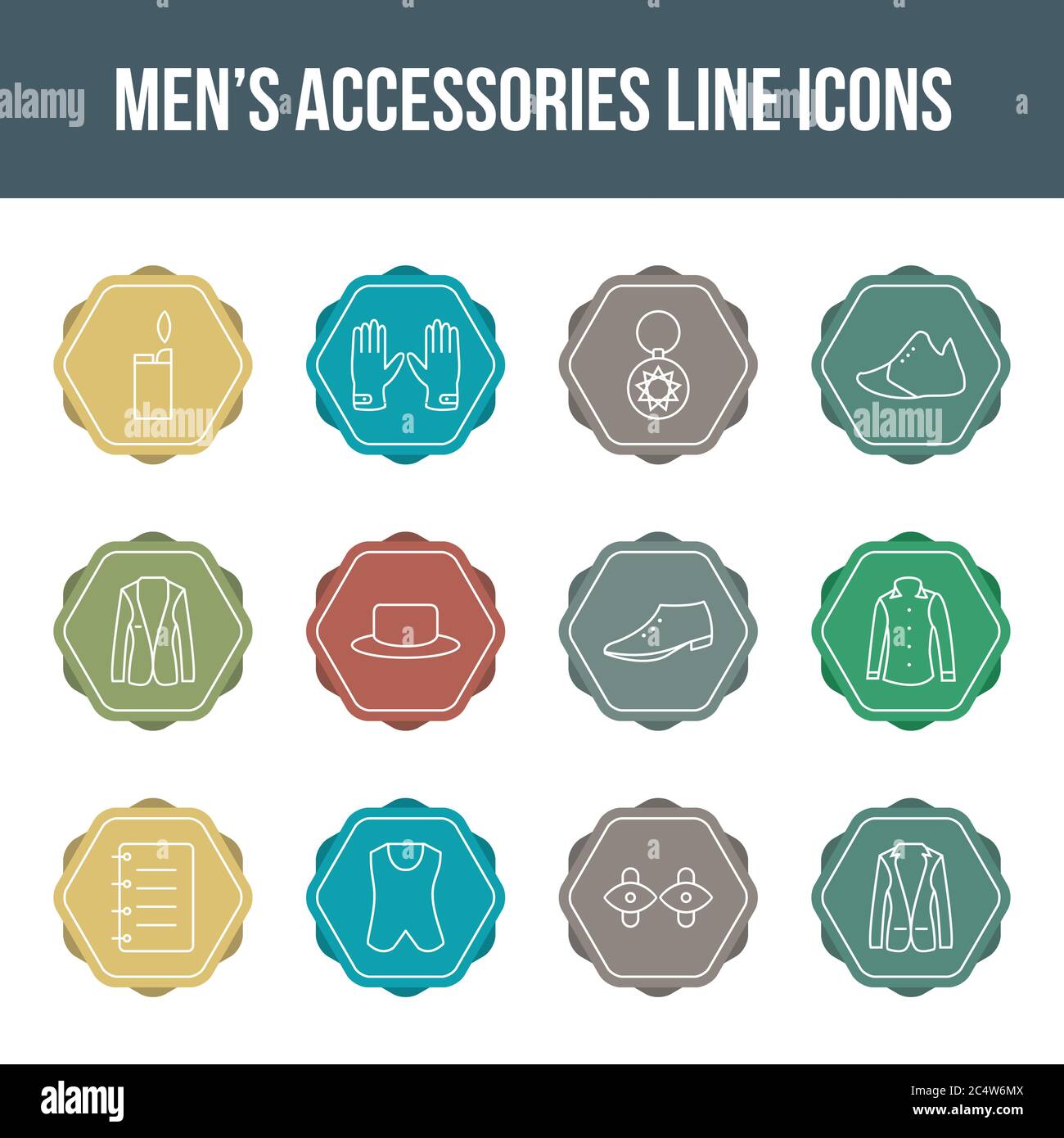 Unique men's accessories vector line icon set Stock Vector