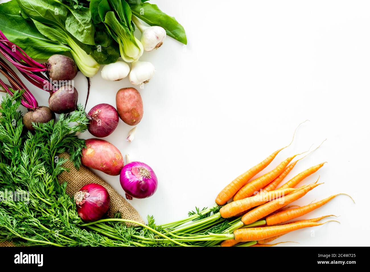 Healthy food. Vegetables - carrot, beet, potato - top view frame copy ...