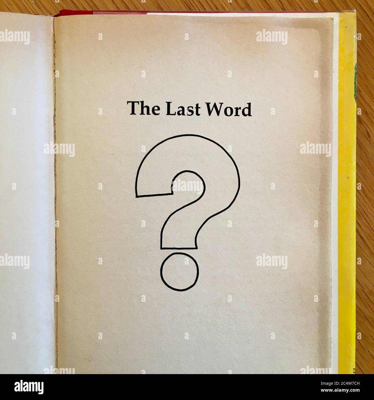 An open book with the chapter heading “The last word” Stock Photo