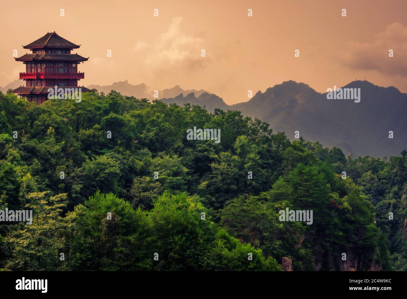Traditional chinese architecture pagoda temple building on top of a ...