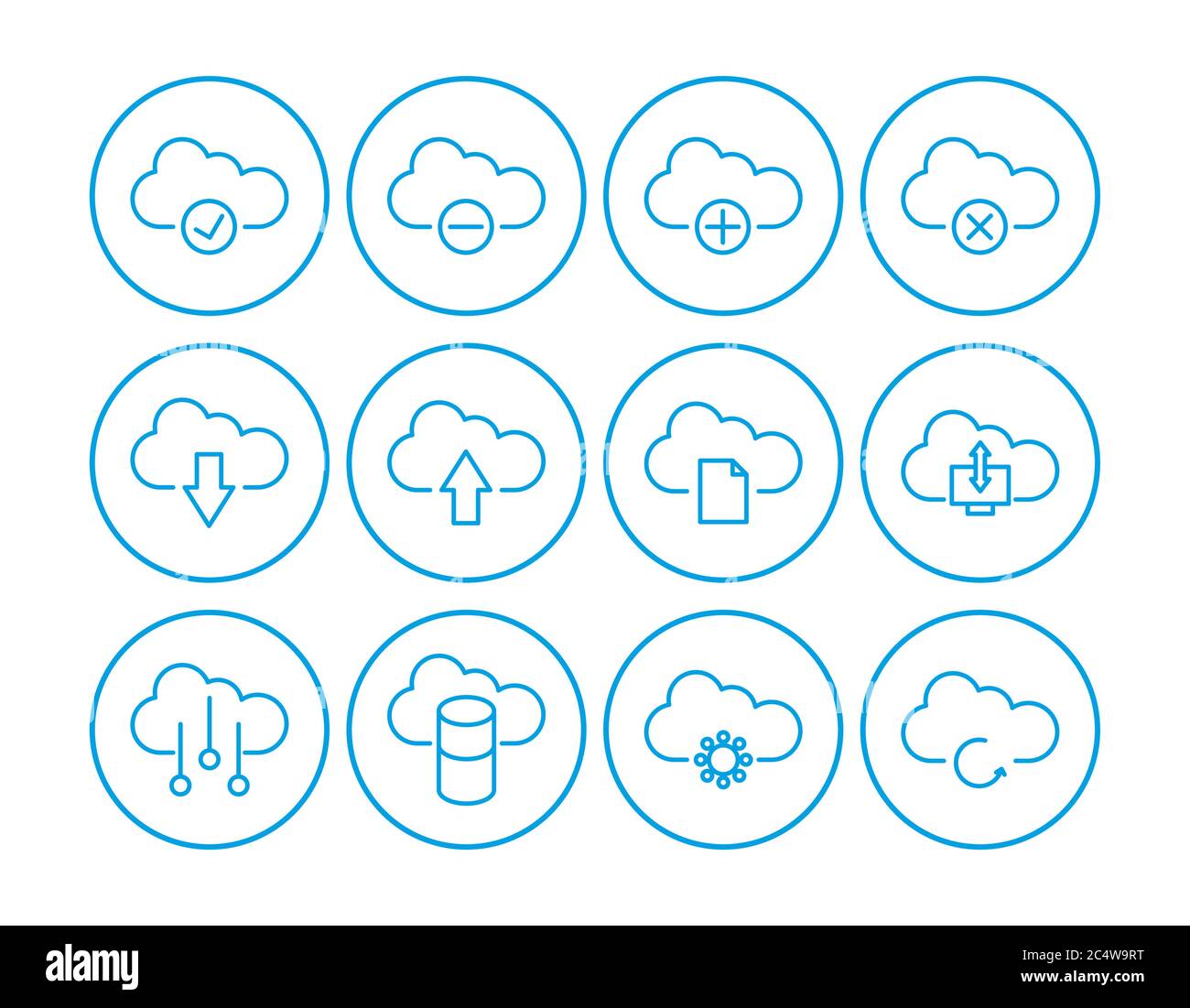 cloud computing icon set, each icon is a single object compound path , vector eps10 Stock Vector