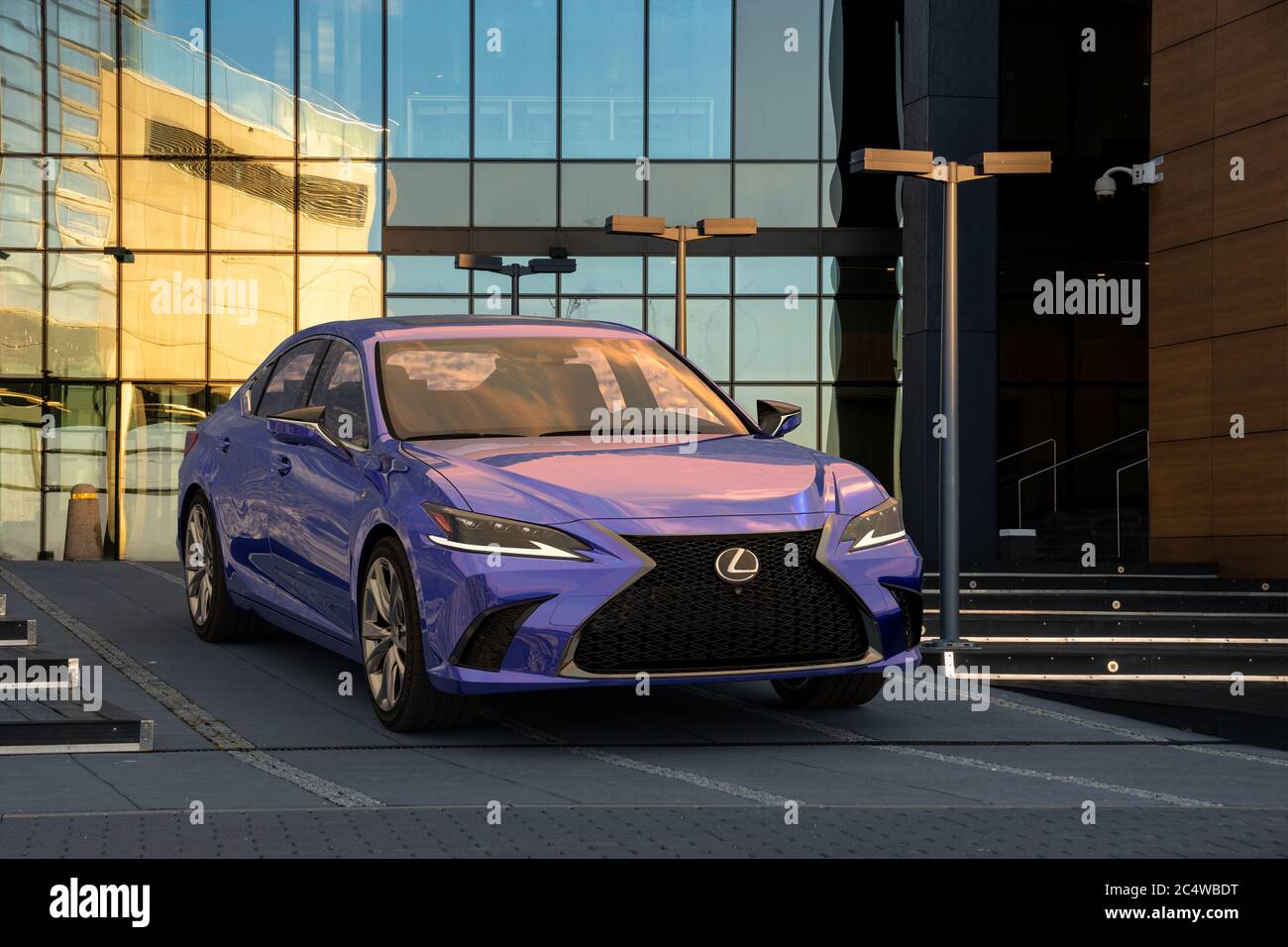 Lexus F-Sport sports limousine displayed in front of the salon Stock Photo