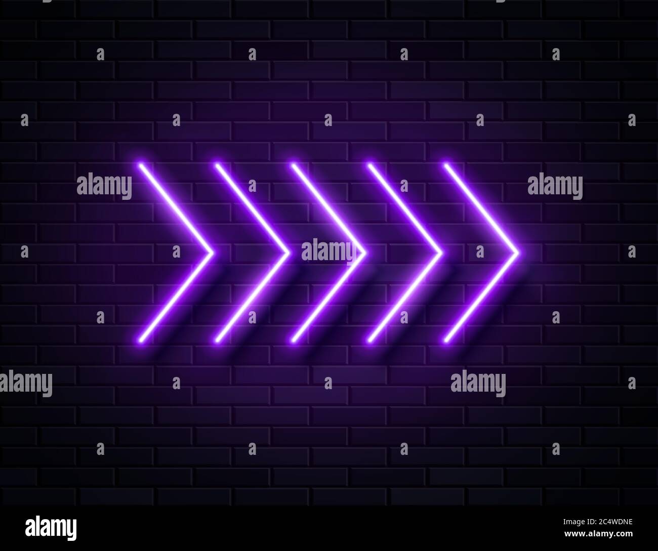 Modern Neon Purple Glowing Heart Banner on Dark Empty Grunge Brick