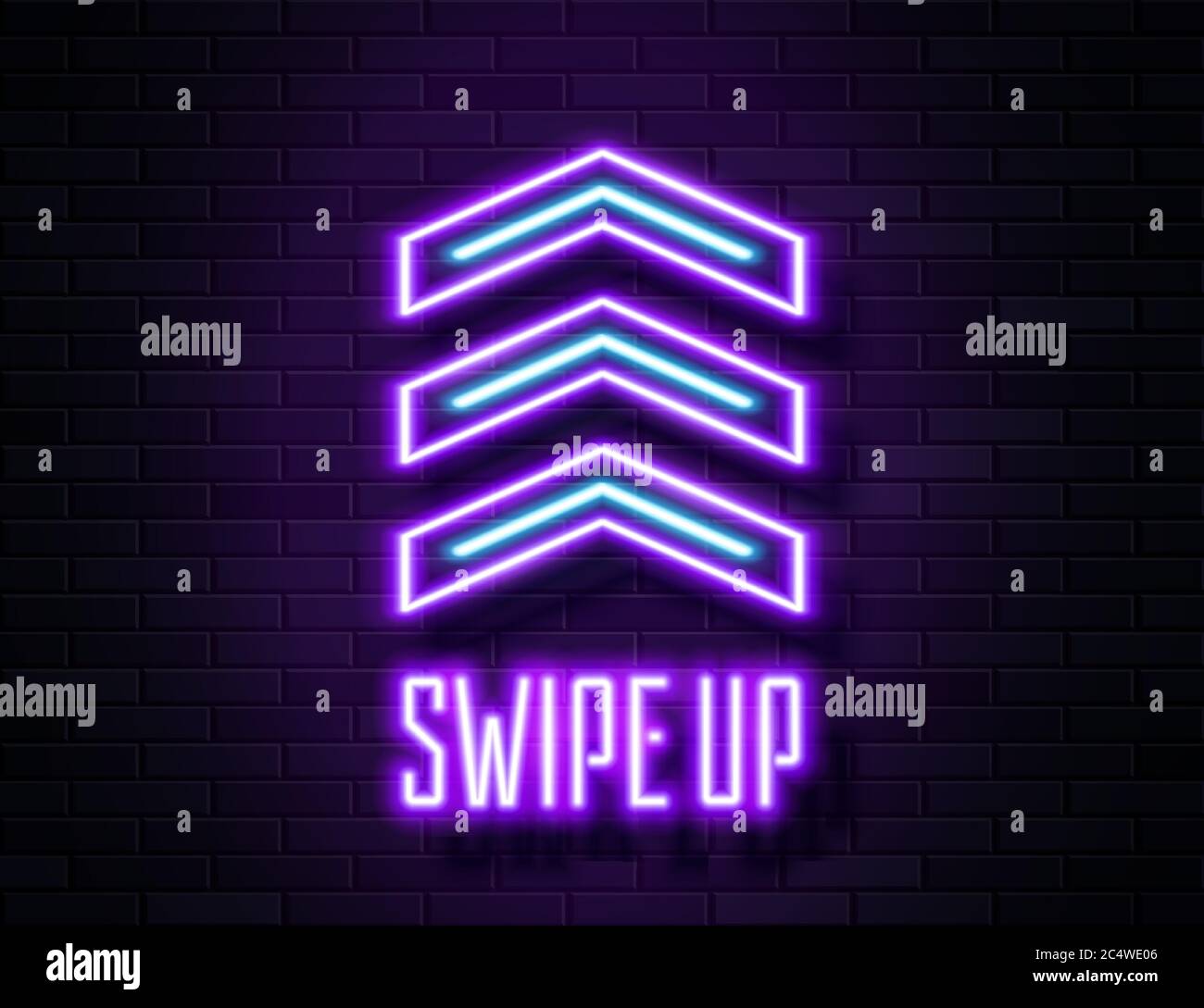 Futuristic Sci Fi Modern Neon Violet Glowing Arrows Frame for Banner on Dark Empty Grunge Concrete Brick Background. Stock Vector