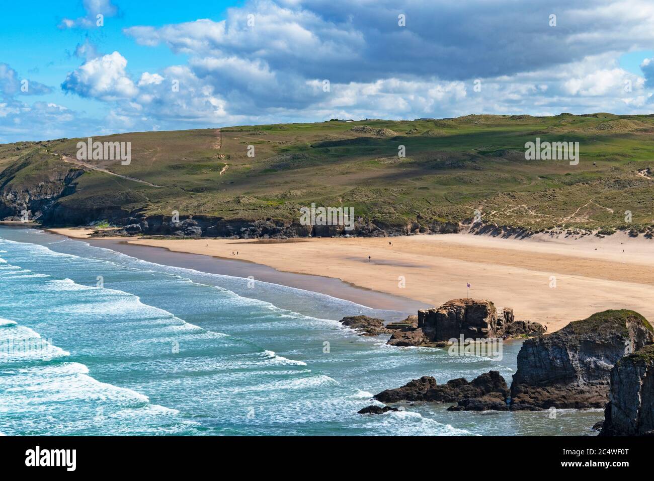 sandy beach at perranporth in cornwall, england, britain, uk. Stock Photo