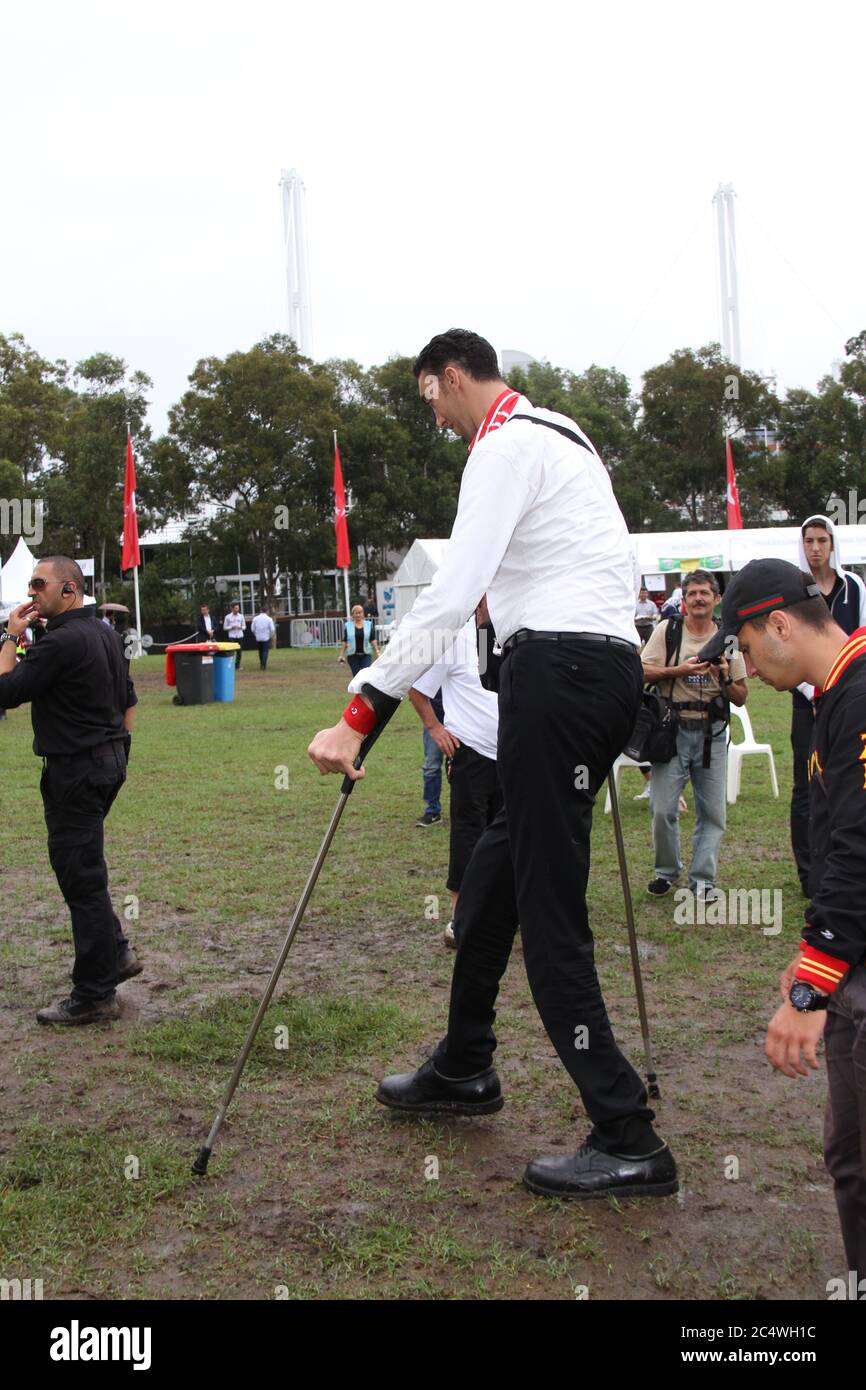 The world’s tallest man, Sultan Kosen from Turkey at the Anatolian Turkish Festival in Sydney. Stock Photo