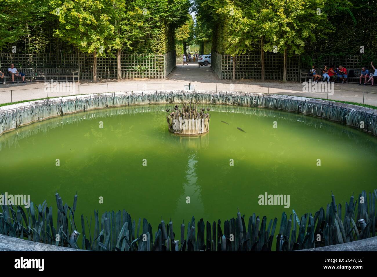 Versailles, France - August 27, 2019 : The beautiful Bosquet de la Girandole fountain of Place of Versailles Stock Photo