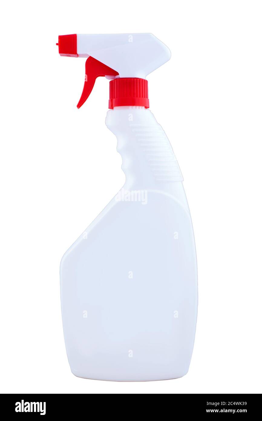 white plastic bottle with red spray nozzle, for home disinfectant ...