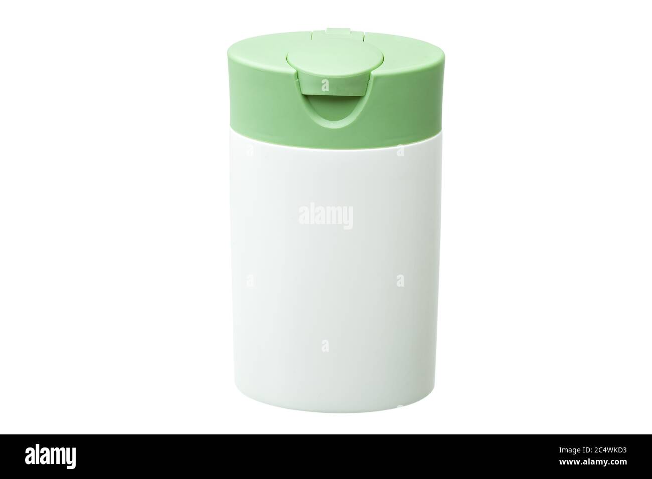 white plastic bottle with green cover isolated on a white background