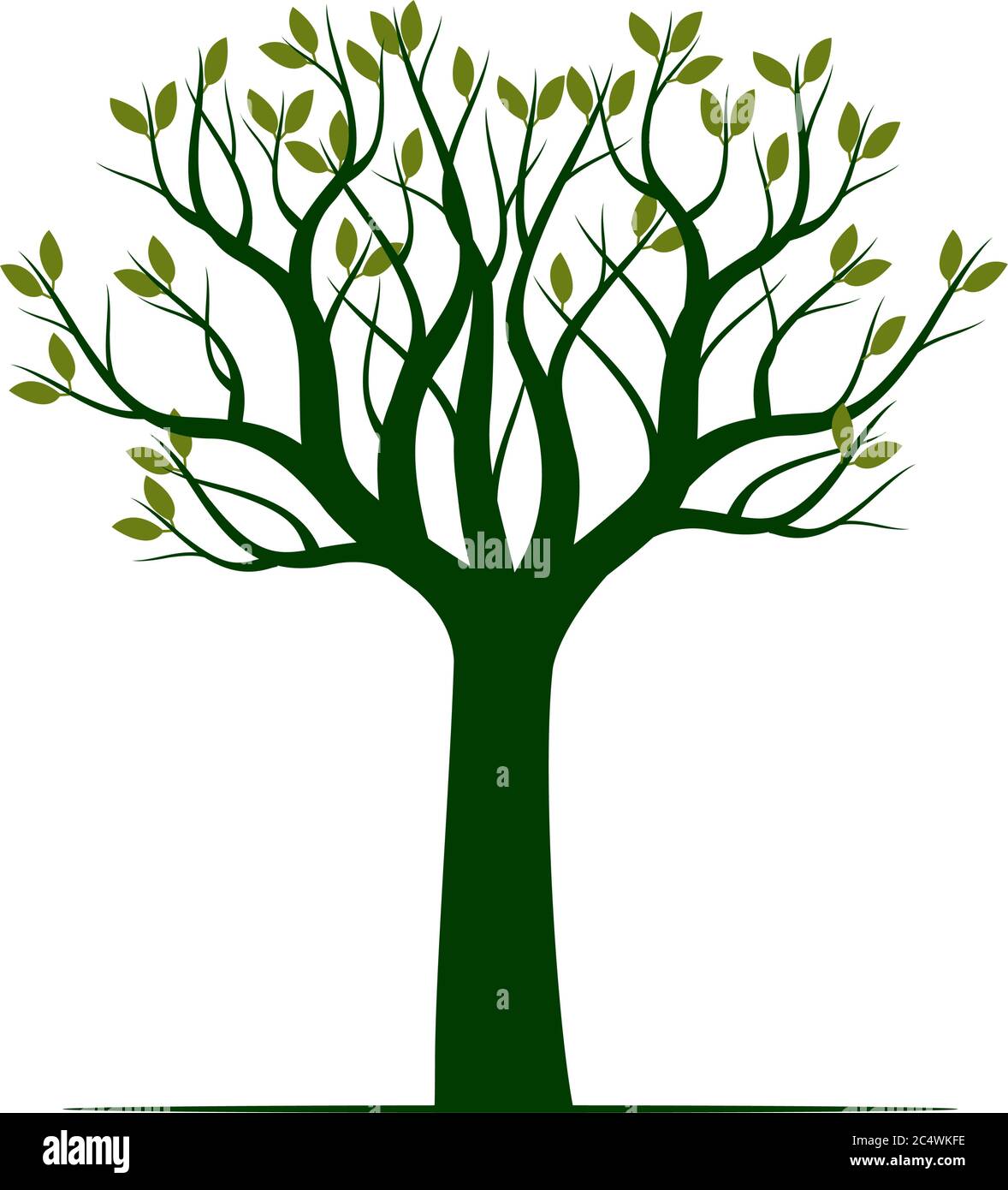 Green Tree with Leaves. Vector outline Illustration. Plant in Garden ...