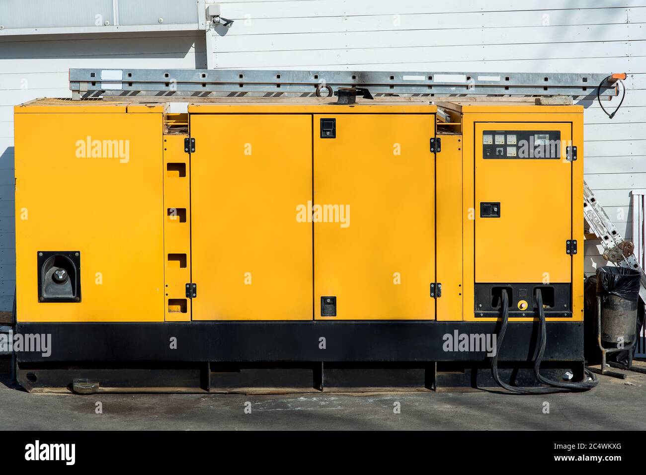diesel generator installation for emergency power supply with yellow