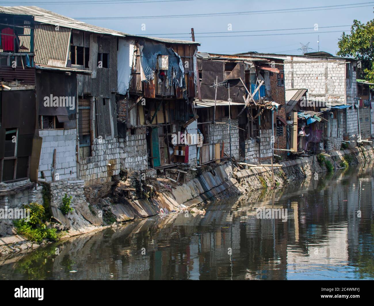 The slums of Jakarta are the capital of Indonesia. Stock Photo