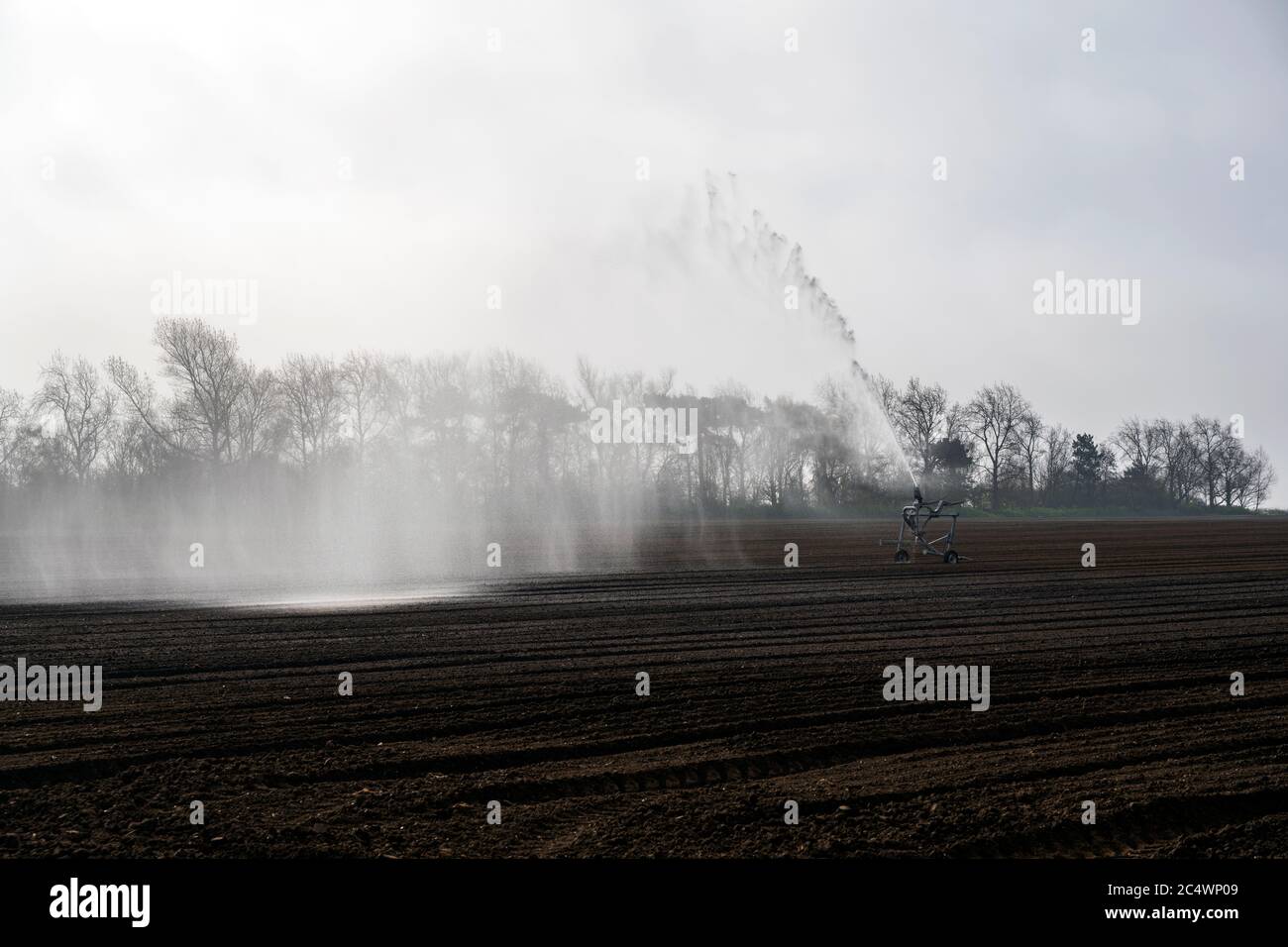 Irrigation system Bawdsey Suffolk UK Stock Photo