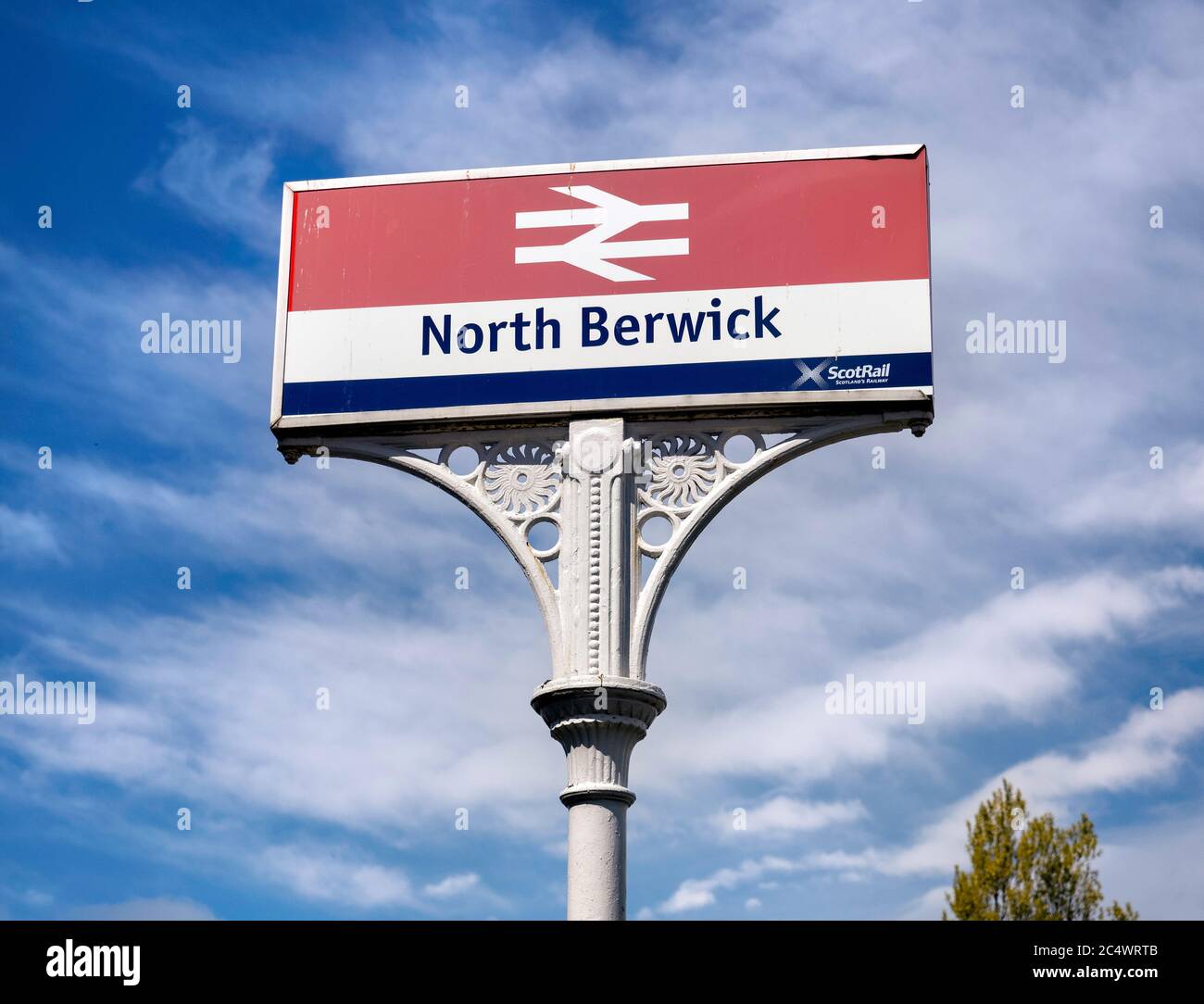 Station sign at North Berwick train station, East Lothian, Scotland, UK Stock Photo Alamy