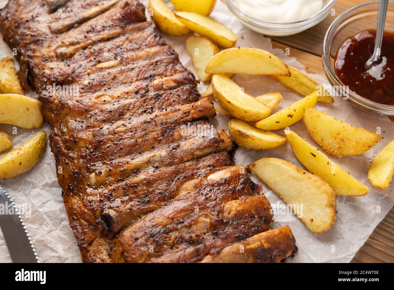 Pork ribs and french fries hires stock photography and images Alamy