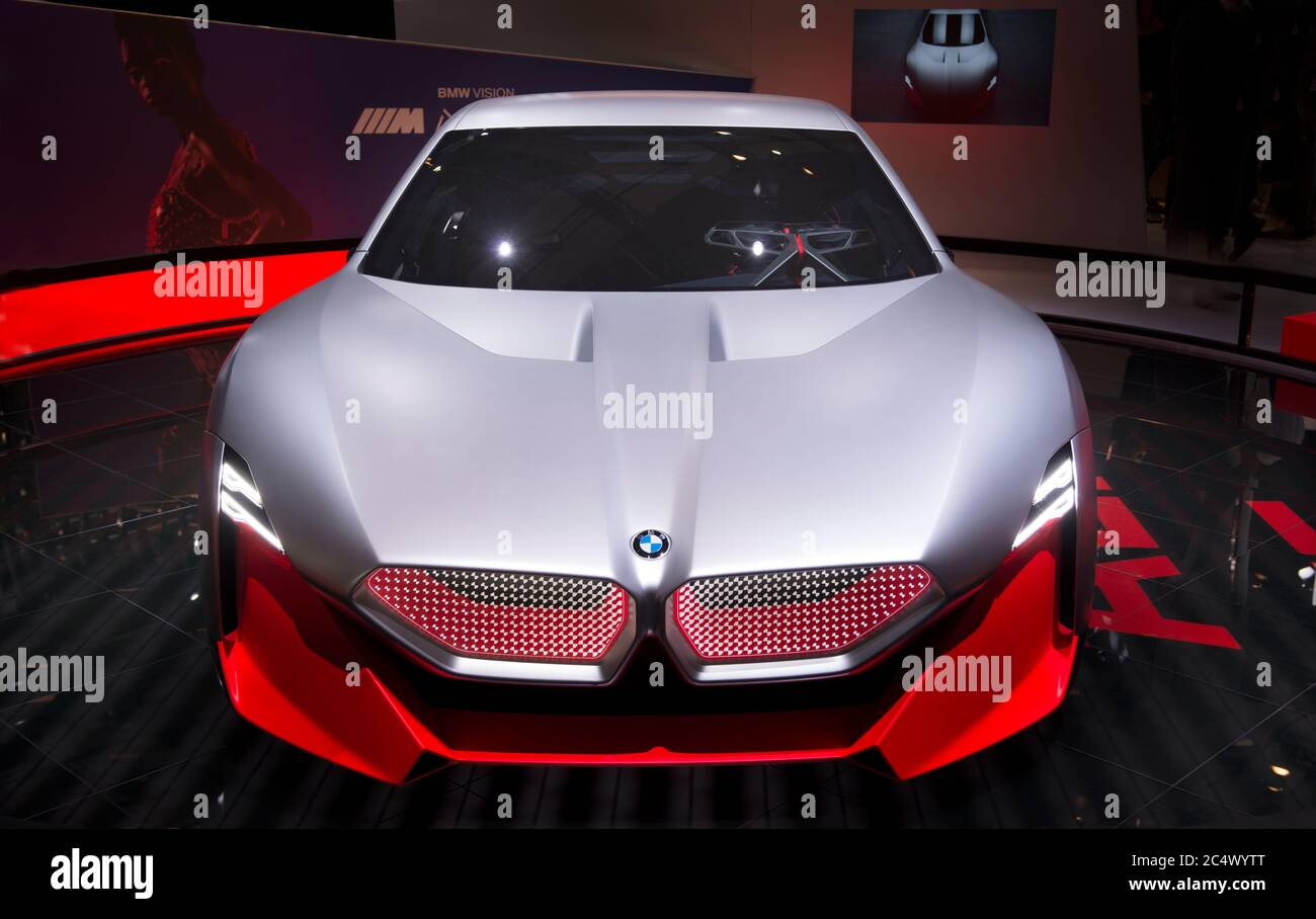 FRANKFURT, GERMANY - SEP 11, 2019: New BMW vision sports car reveiled at the Frankfurt IAA Motor Show 2019. - Image Stock Photo