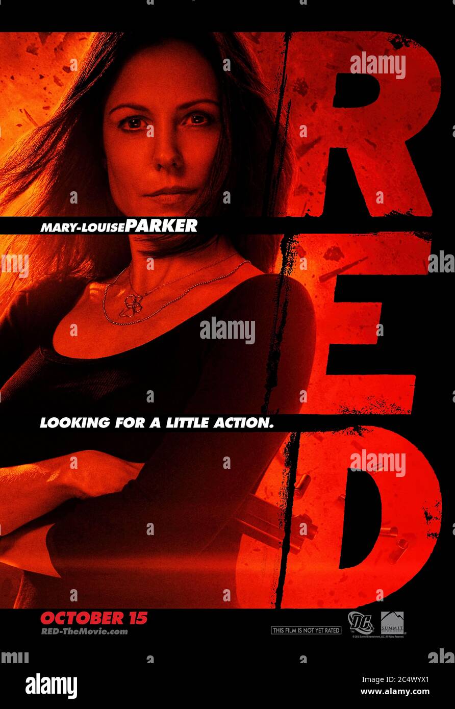 RED (2010) directed by Robert Schwentke, 'R.E.D.' - Retired Extremely Dangerous, based on the DC Comic book. and starring Mary-Louise Parker as Sarah Ross. Stock Photo
