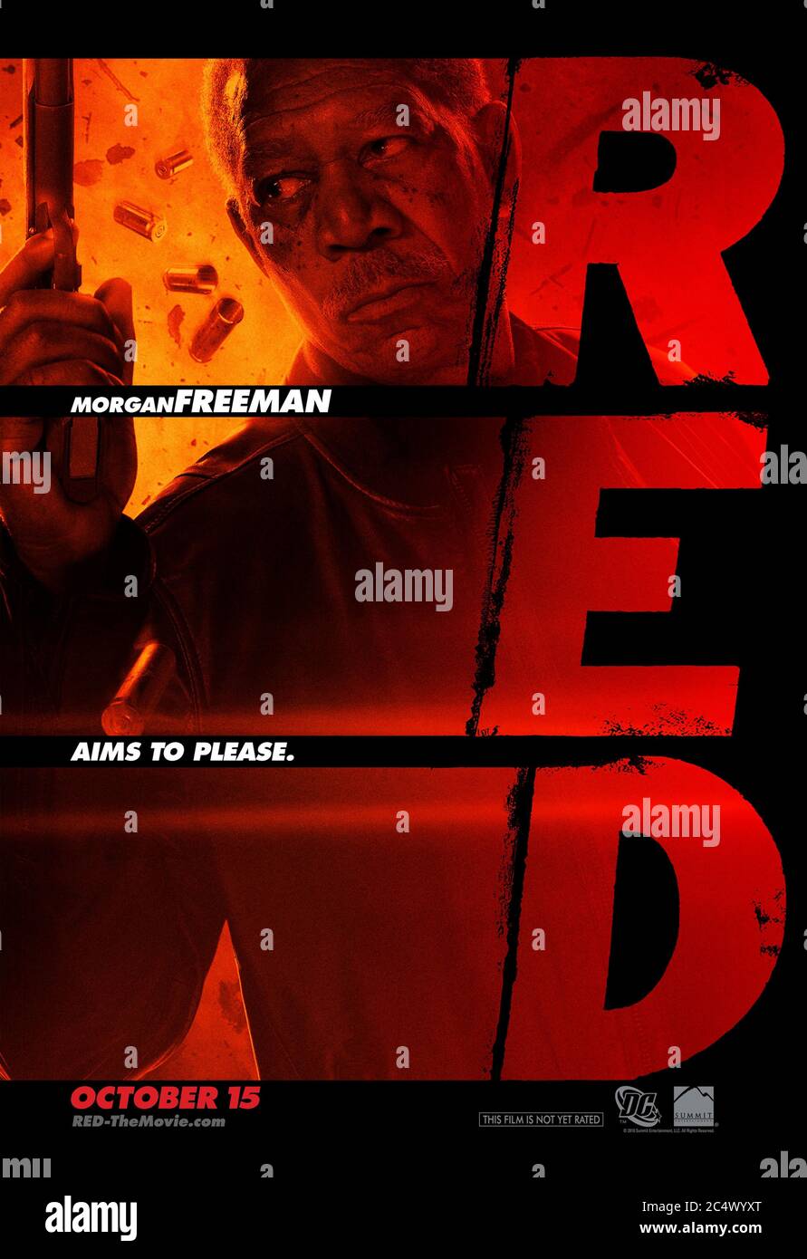 RED (2010) directed by Robert Schwentke and starring Morgan Freeman as Joe Matheson who is 'R.E.D.' - Retired Extremely Dangerous, based on the DC Comic book. Stock Photo