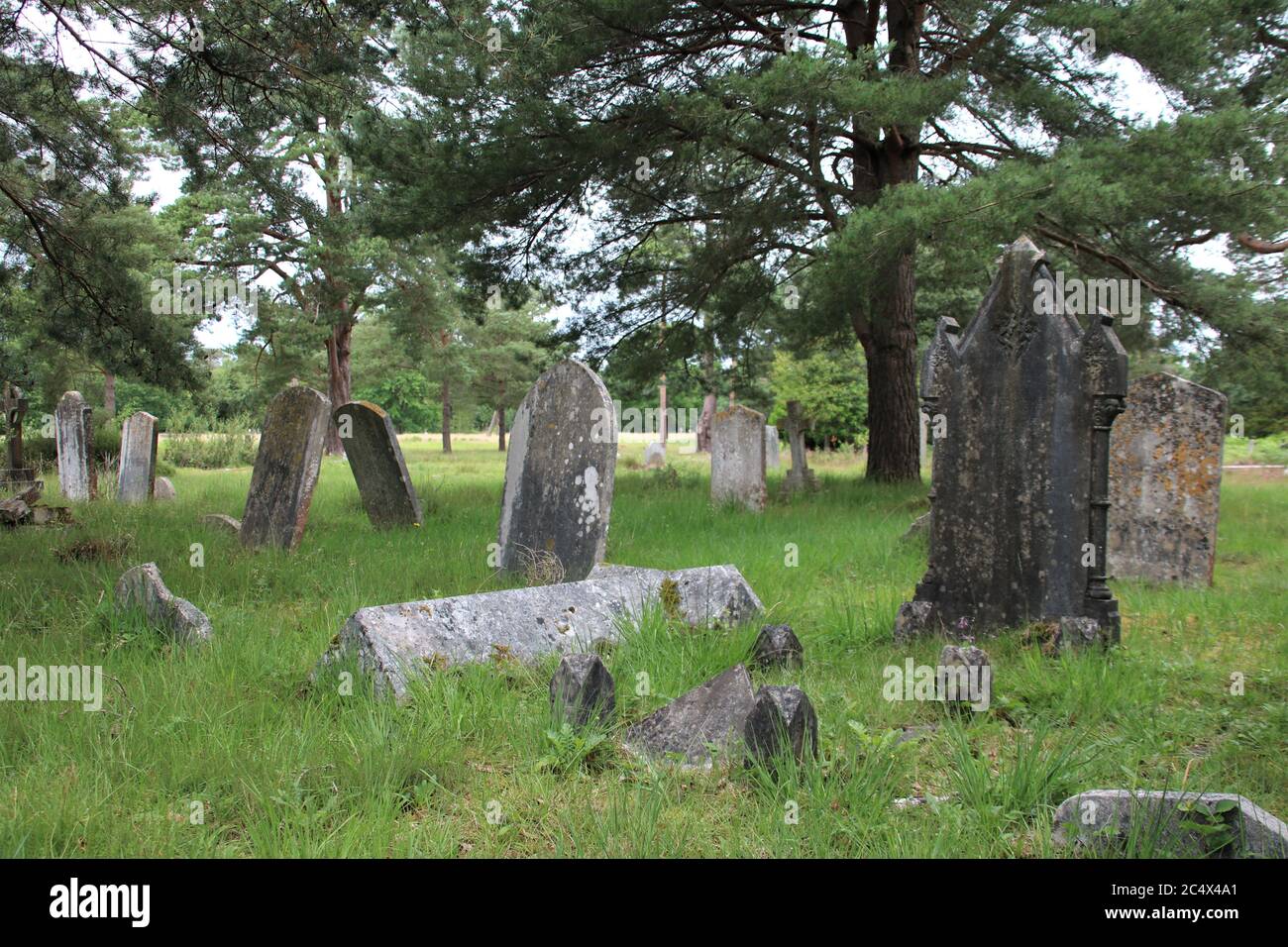 gravestones in a cemetery Stock Photo