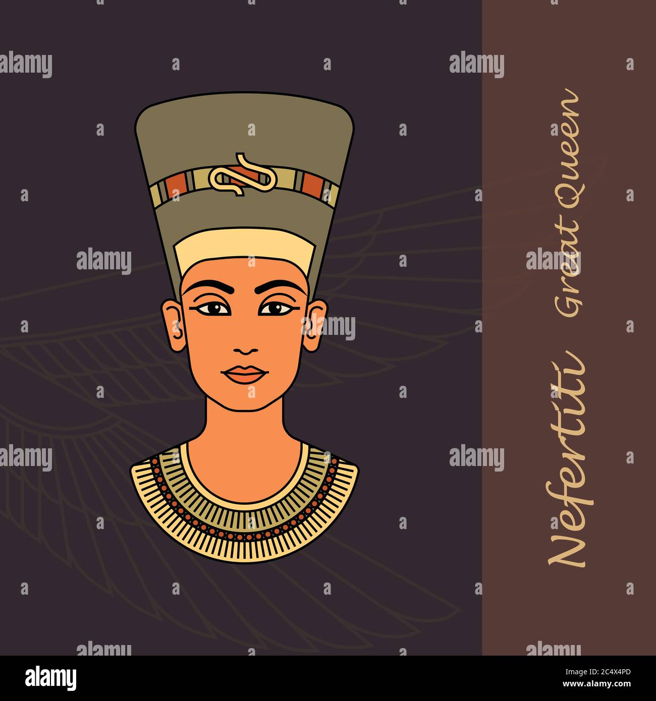 A colorful vector image of the queen of Egypt Nefertiti profile ...