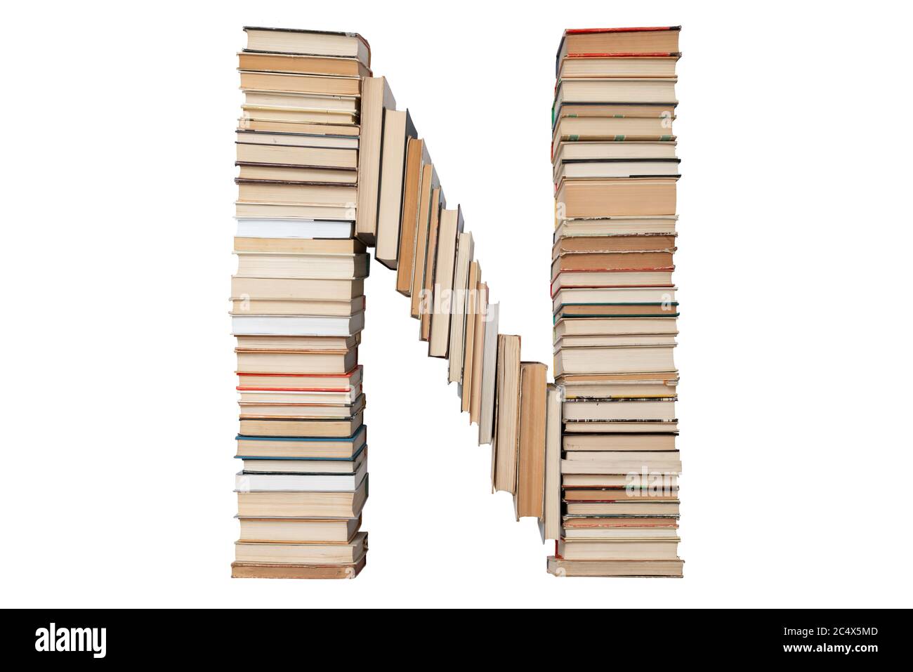 Letter - N made of books isolated on white background. Book letter font ...