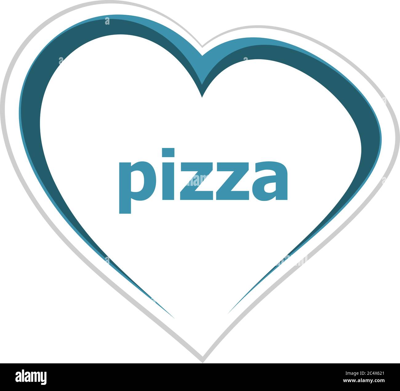 Text Pizza. Health food concept . Love heart icon button for web services and apps Stock Photo
