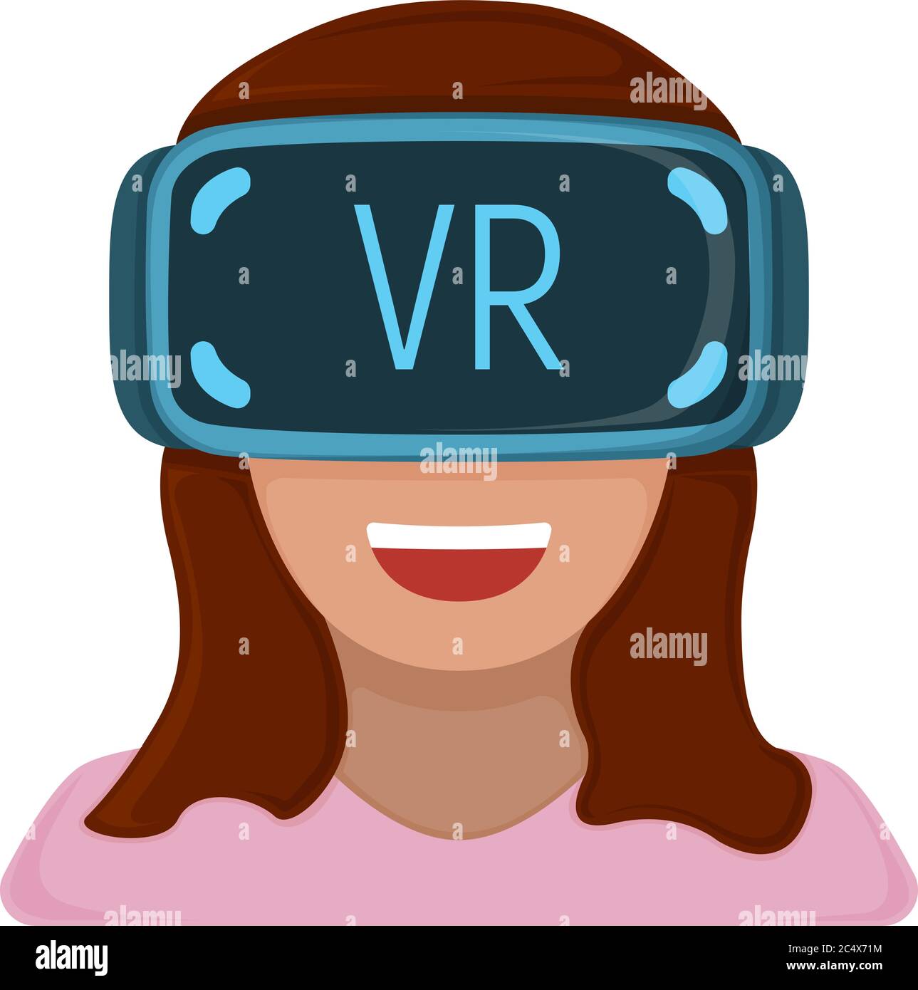 Female character in virtual reality glasses, modern technology