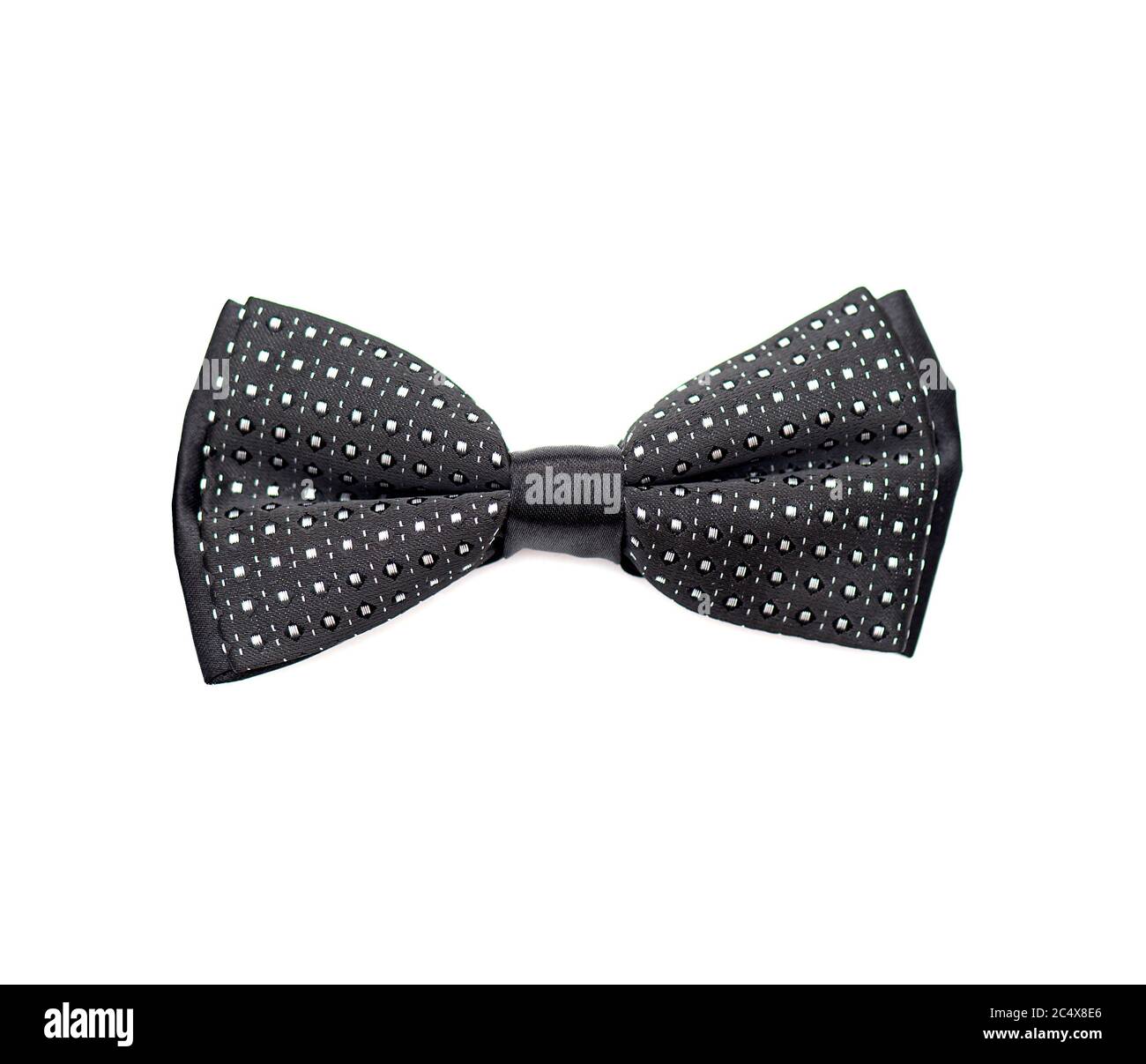 Black bow-tie with pattern isolated on a white background Stock Photo