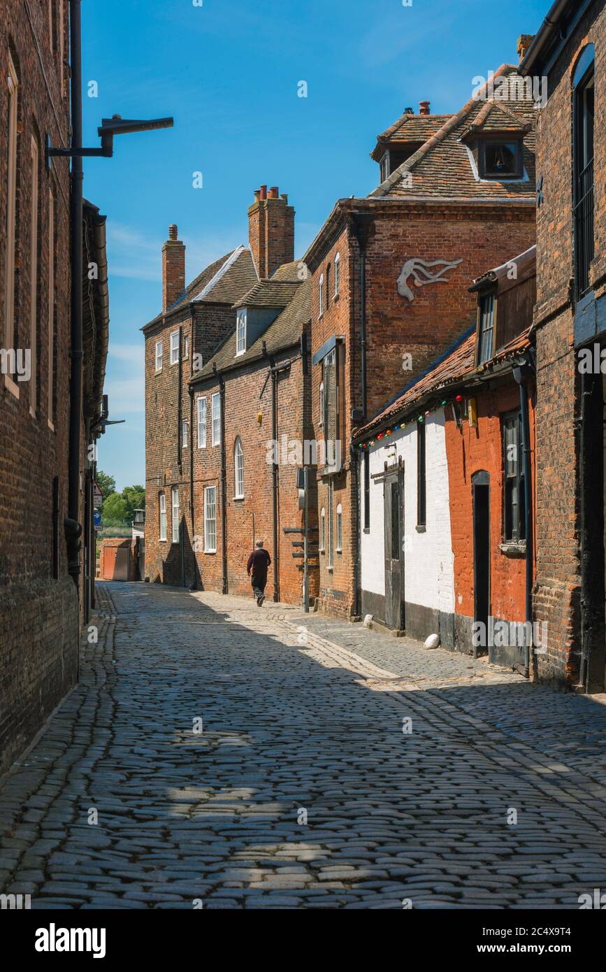 Kings Lynn historic buildings, view along King's Staithe Lane towards