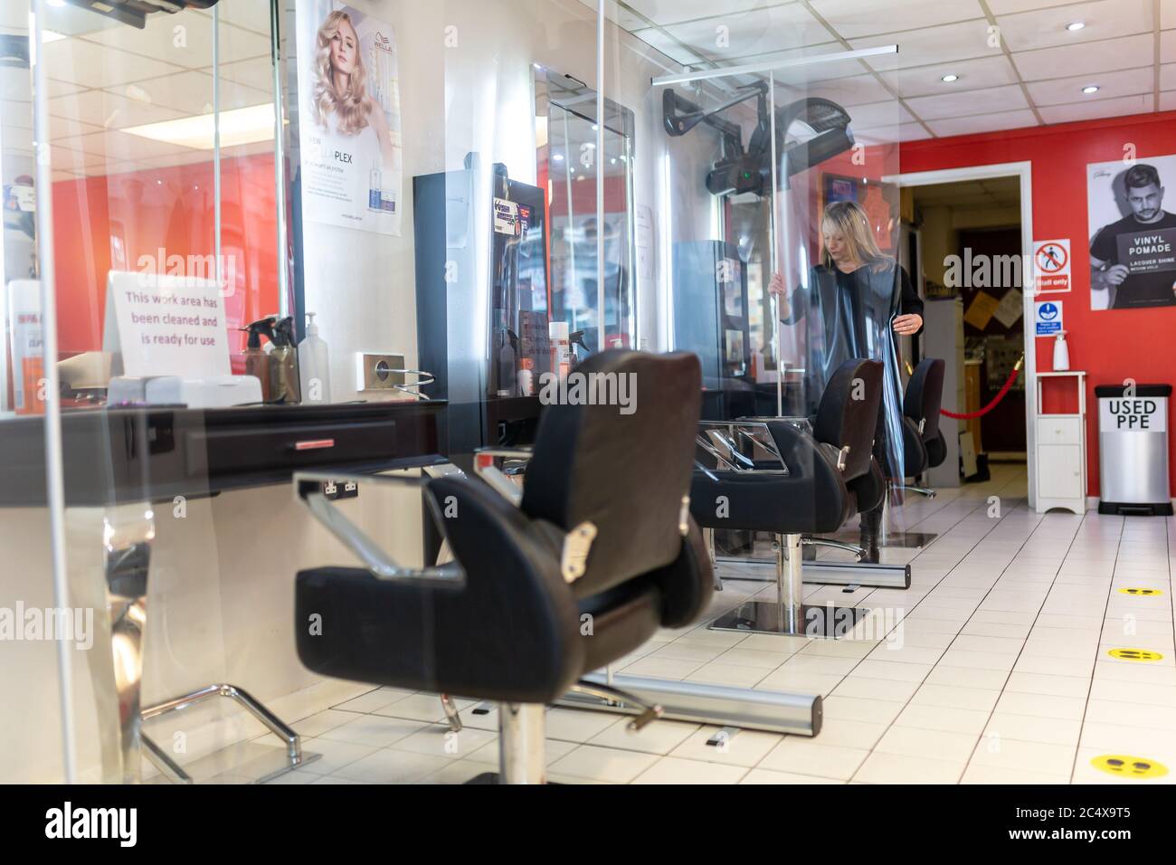 Hairdressing salon preparing for opening after lockdown, UK Stock Photo