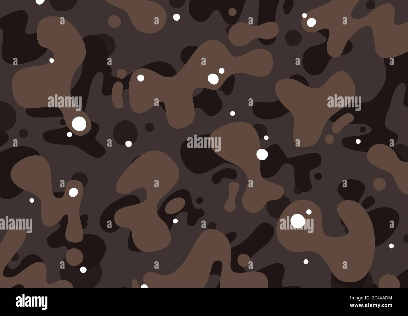 Brown camouflage cartoon seamless pattern vector background texture. Stock Vector