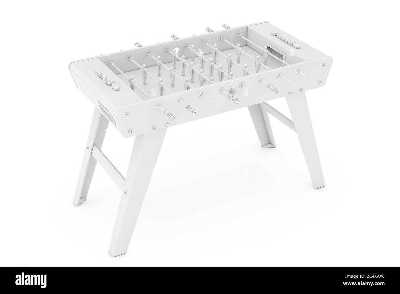 Soccer Table Football Game in Clay Style on a white background. 3d Rendering Stock Photo