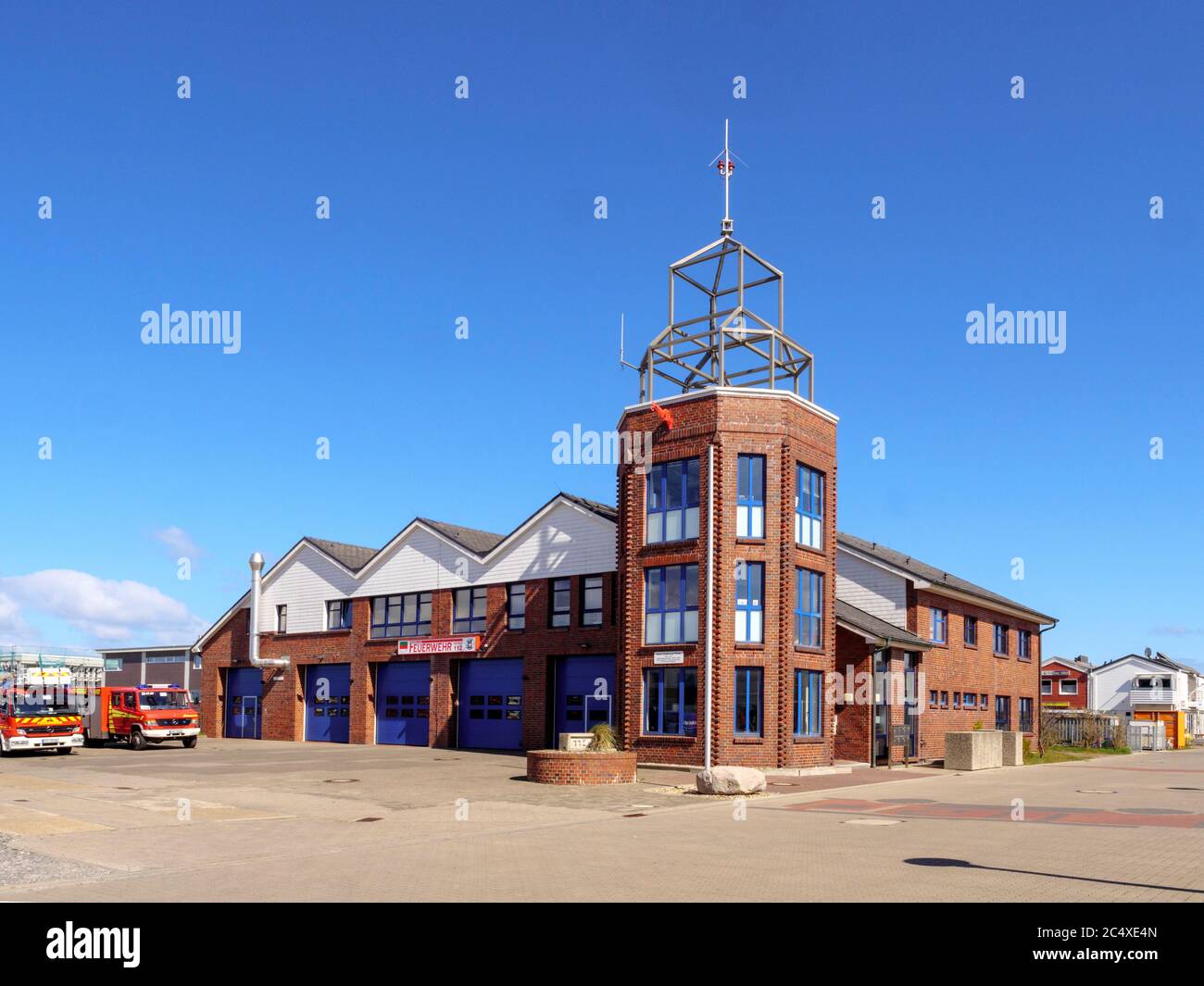 fire brigade at south port, Helgoland island, district Pinneberg, Schleswig-Holstein, Germany, Europe Stock Photo