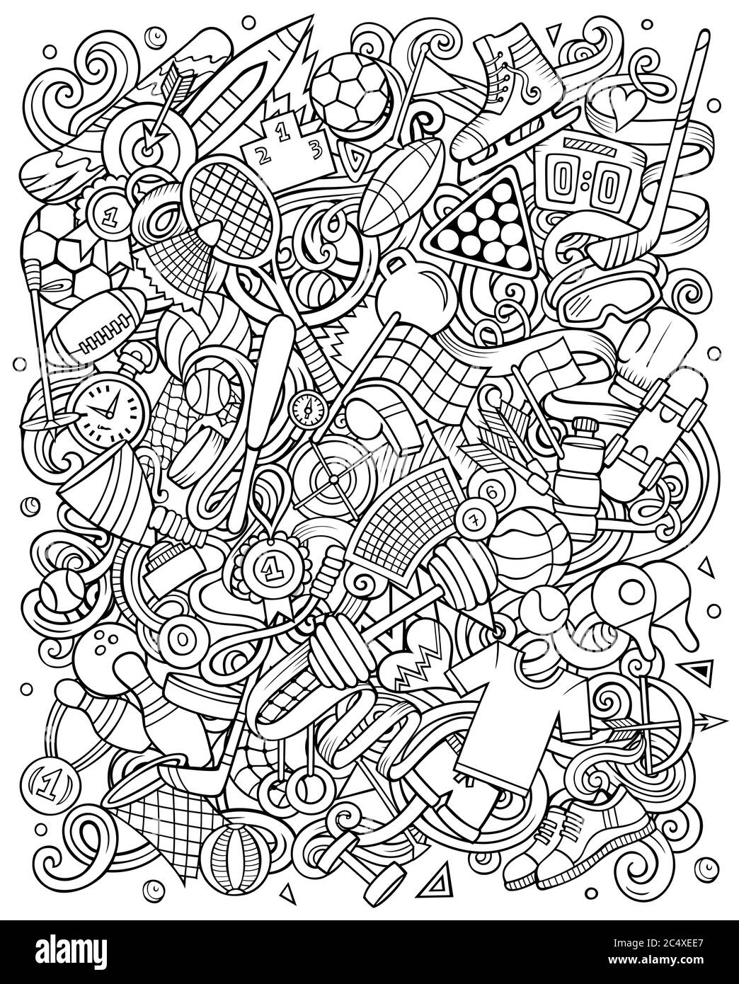 Sports hand drawn vector doodles illustration. Activities poster design ...