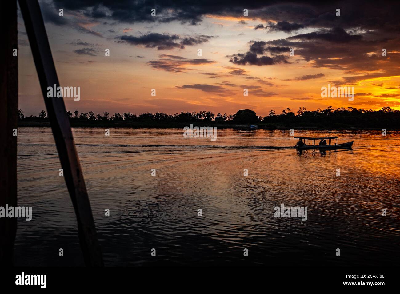 Sunset at an amazon river, State of Pará, Brazil. Stock Photo