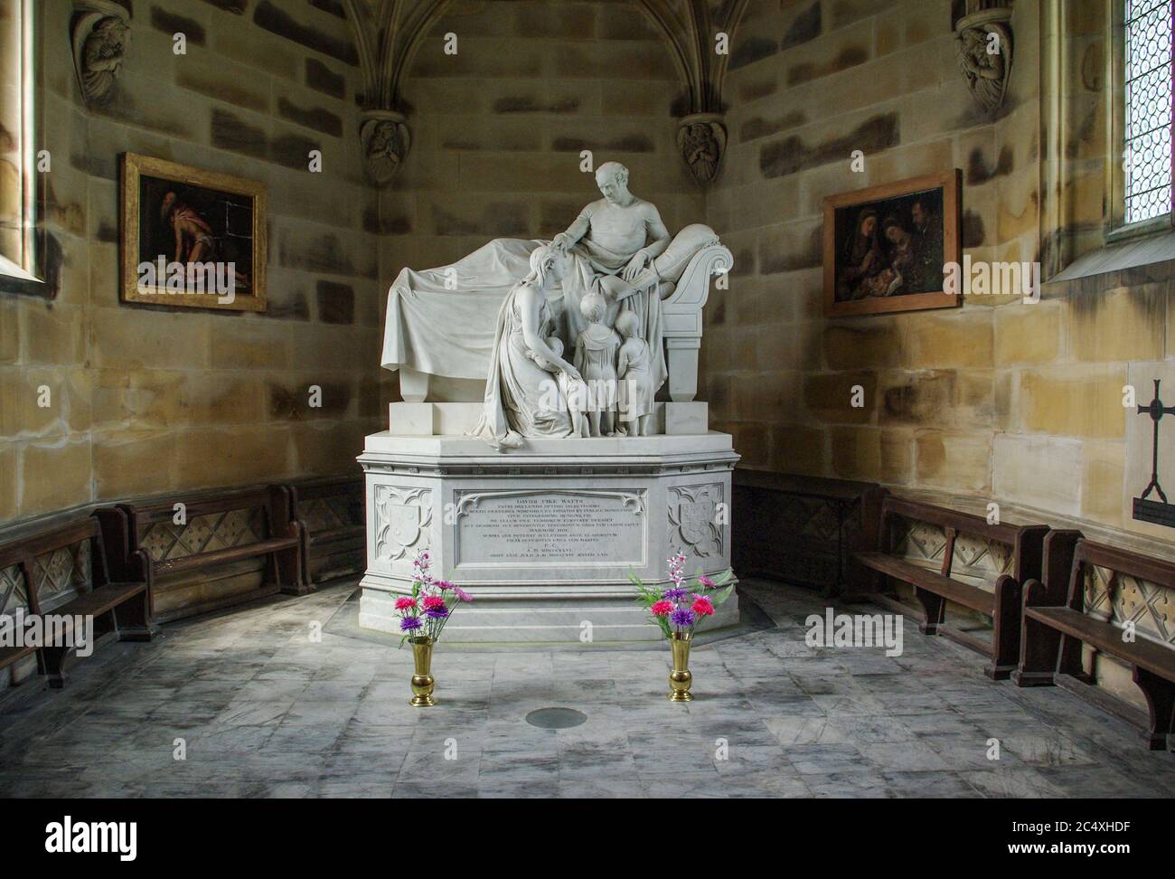 The Watts Memorial, by Sir Francis Chantrey, in the church of the Holy Cross, Ilam, Staffordshire, UK Stock Photo