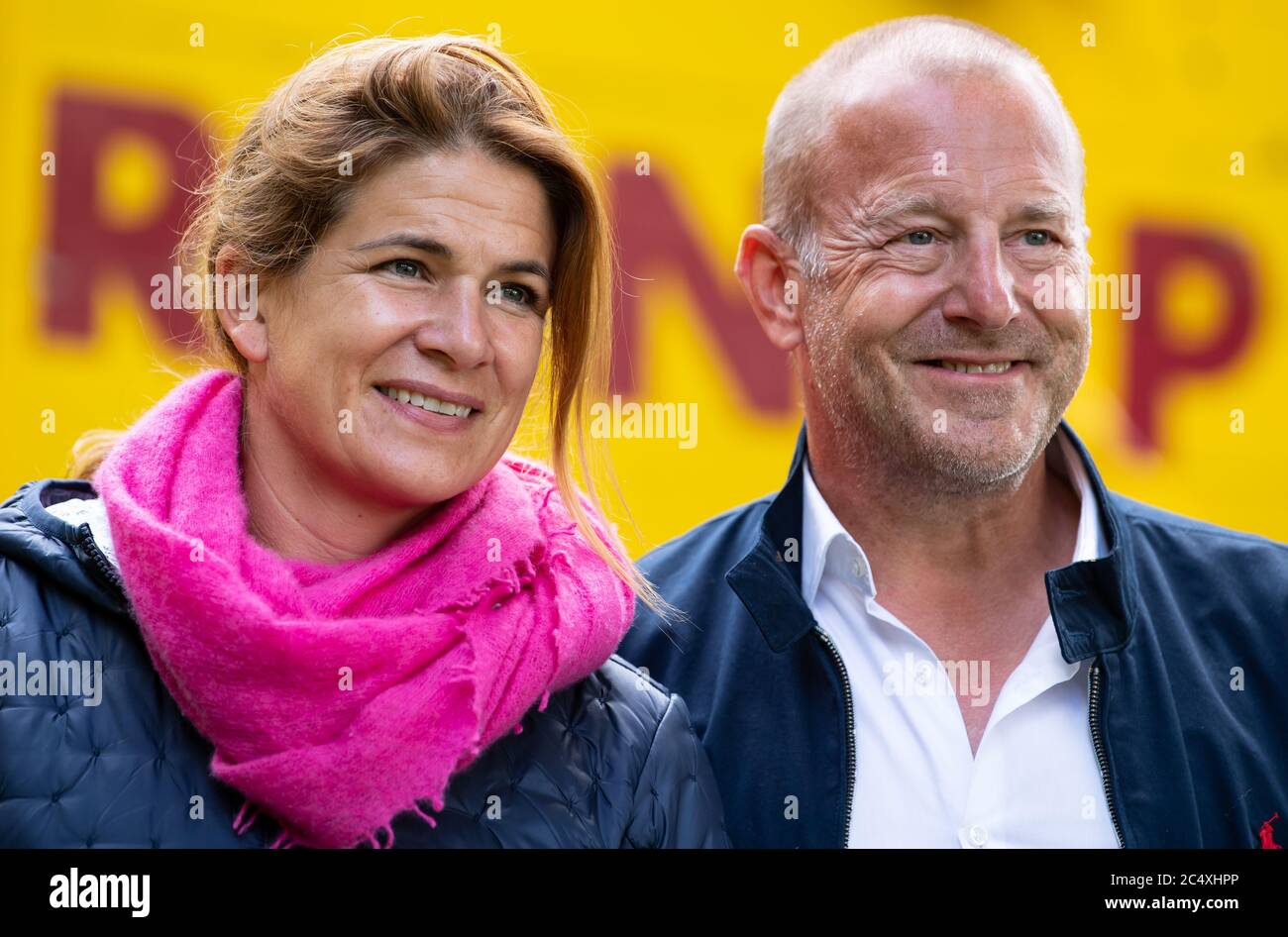 29 June 2020, Bavaria, Weßling: Heino Ferch, actor, and his wife Marie-Jeanette recorded at a press event at Circus Krone Farm. Photo: Sven Hoppe/dpa Stock Photo