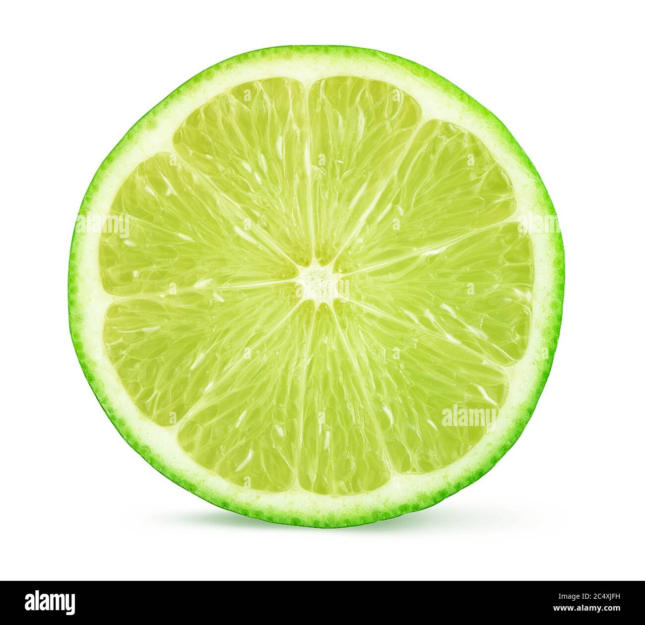 lime fruit cross section cut out. Isolated on white background with