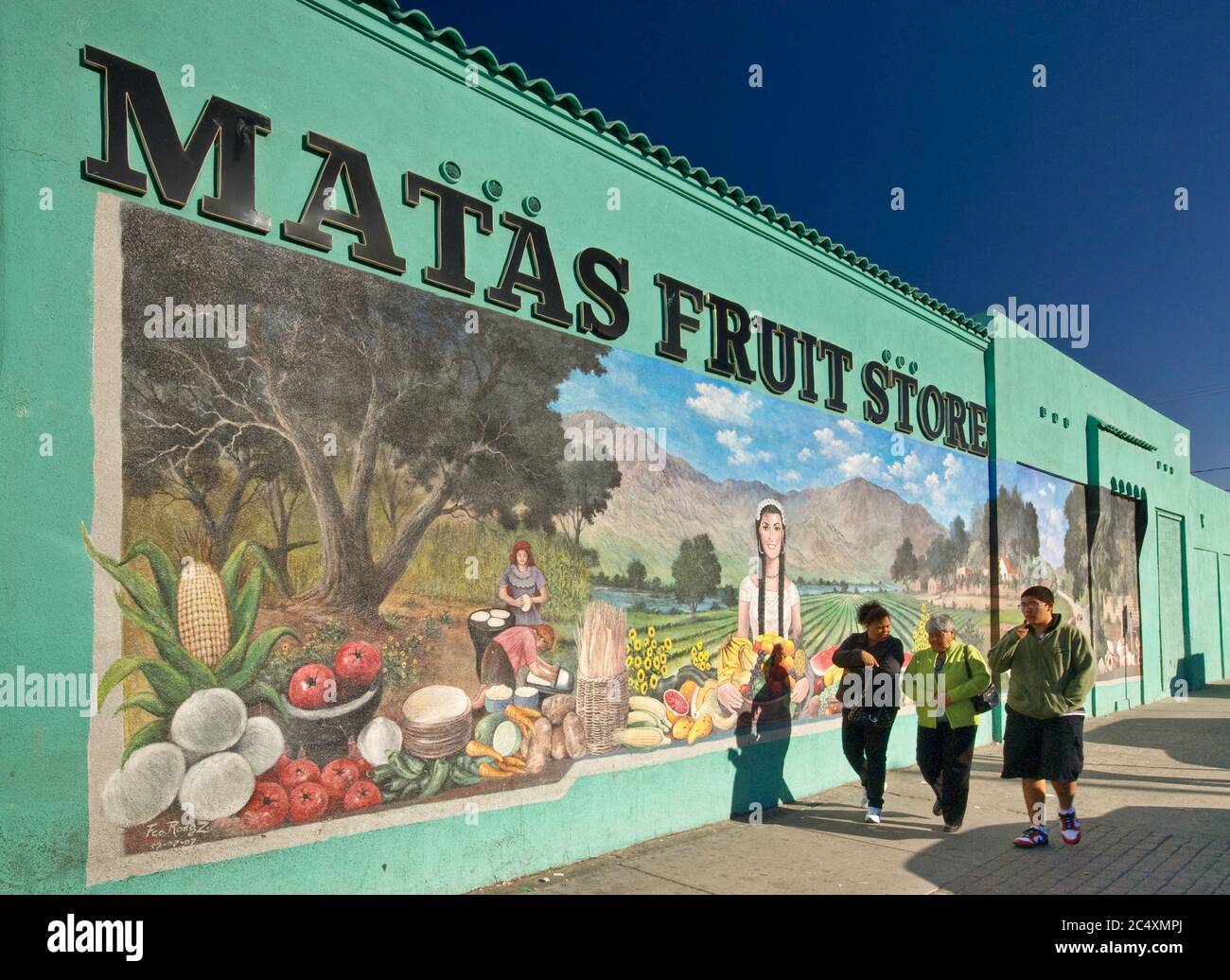 Mural at Matas Fruit Store on Seventh Avenue in El Paso, Texas, USA