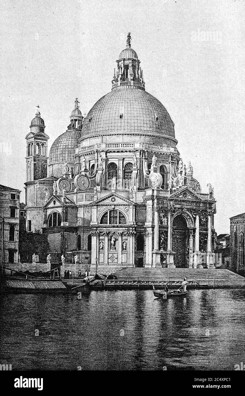 Madonna della Salute in Venice, Italy, photo from 1880  /  Kirche Madonna della Salute zu Venedig, Italien, Foto aus 1880 Stock Photo
