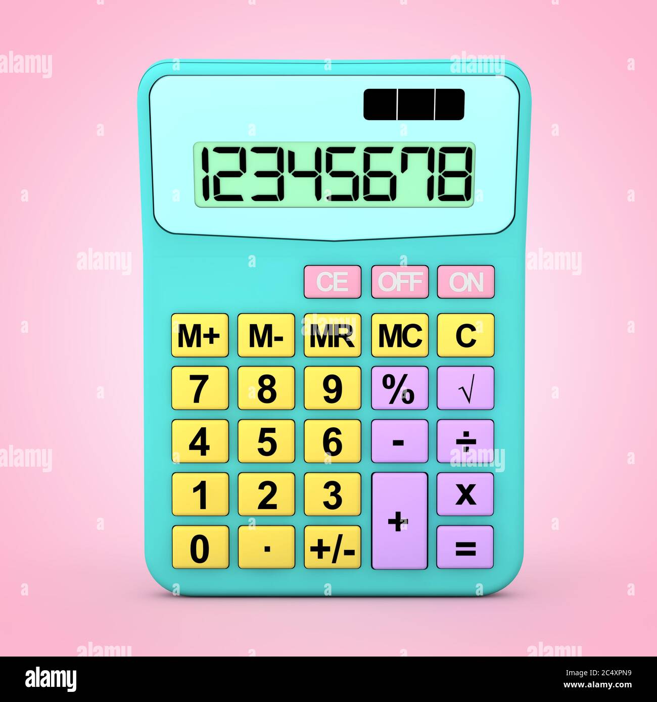 Abstract Color Toy Calculator Icon On A Pink Background 3d