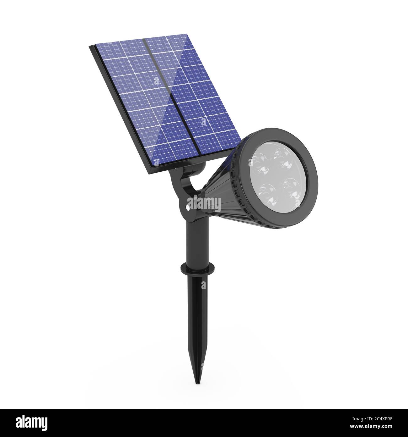 Outdoor Garden LED Spotlight with Solar Panel on a white background. 3d  Rendering Stock Photo - Alamy
