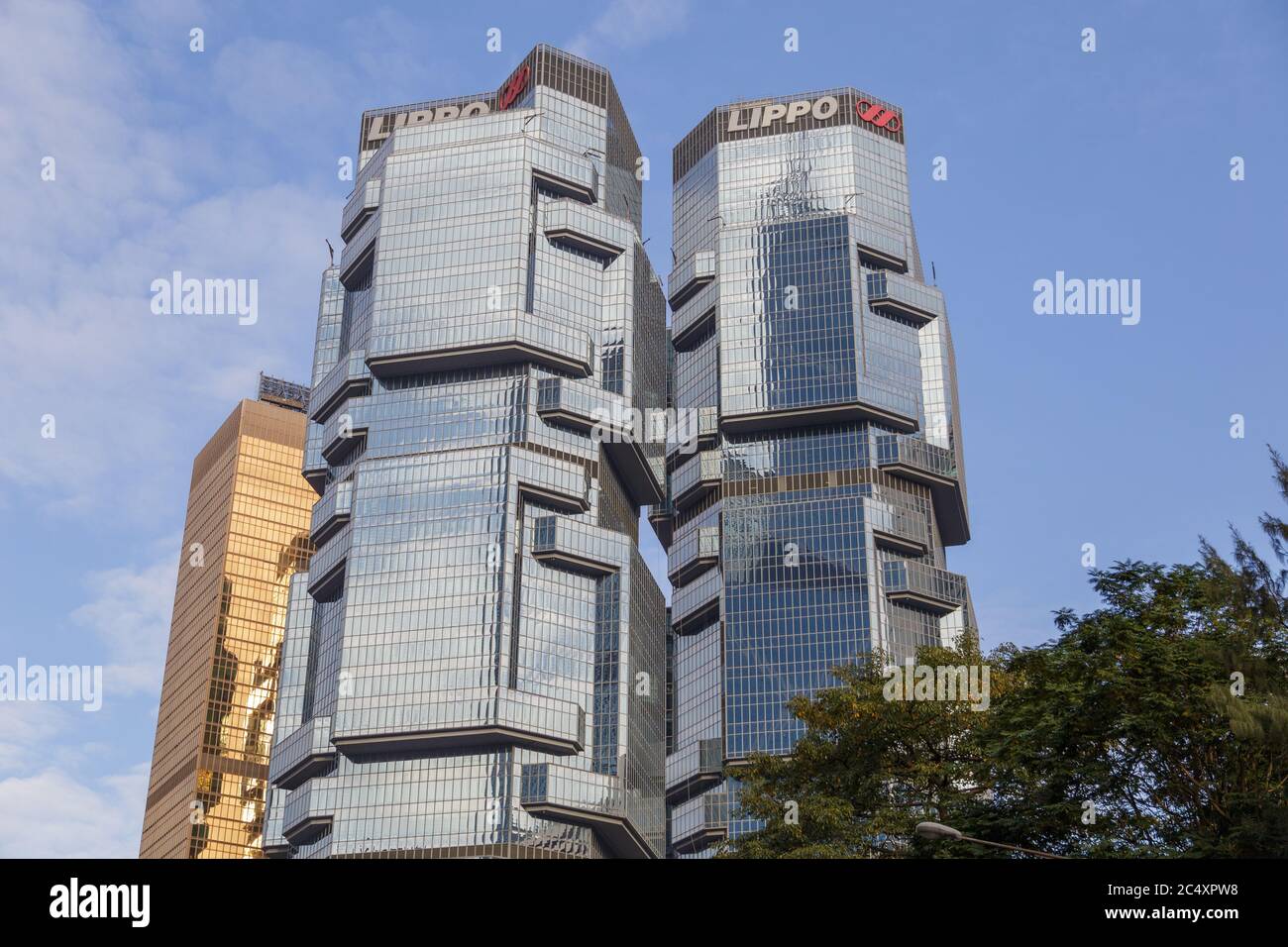 HongKong, China - November, 2019: The Lippo centre twin towers, iconic ...