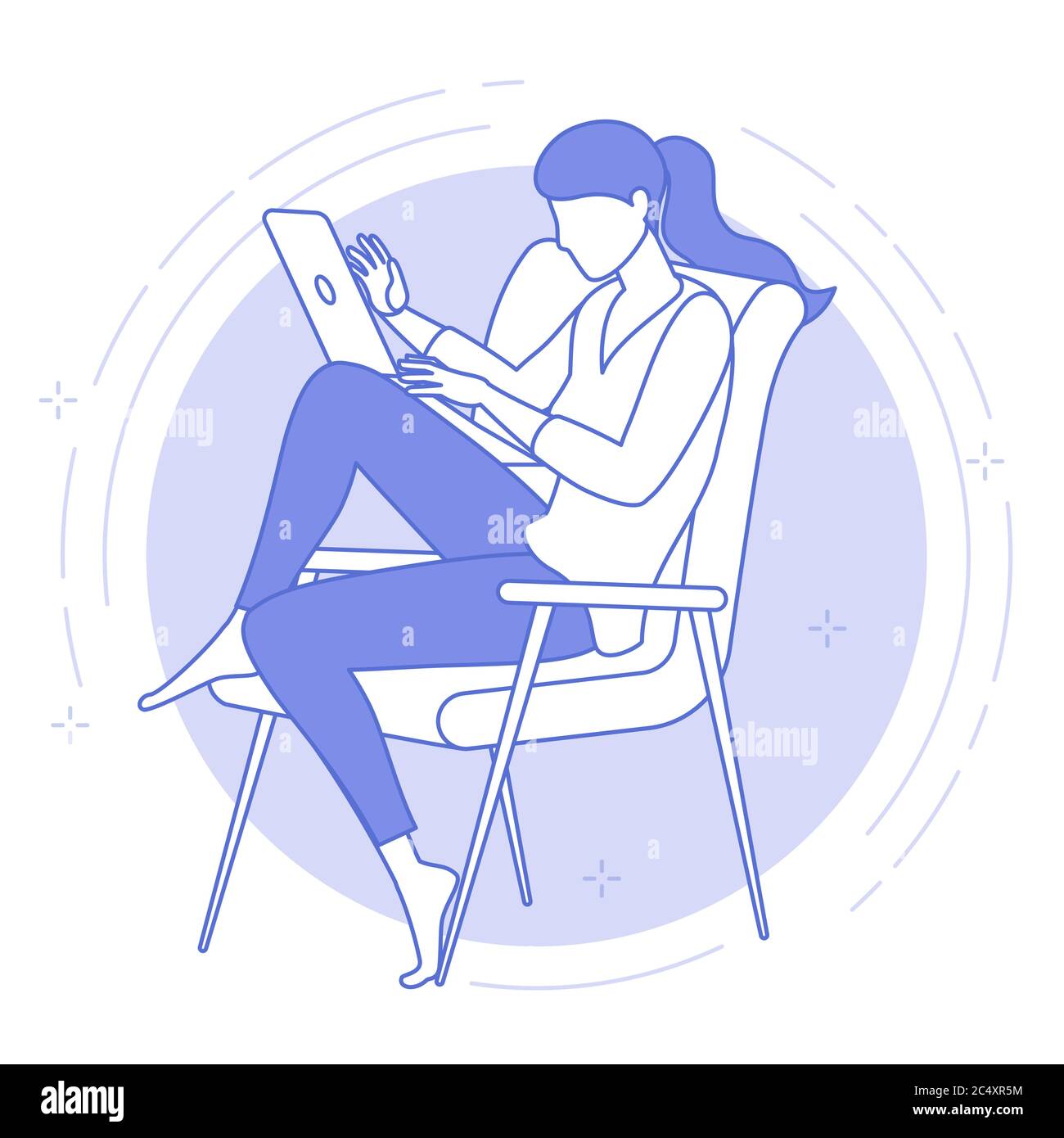 Young woman is working outsourced. Stock Vector
